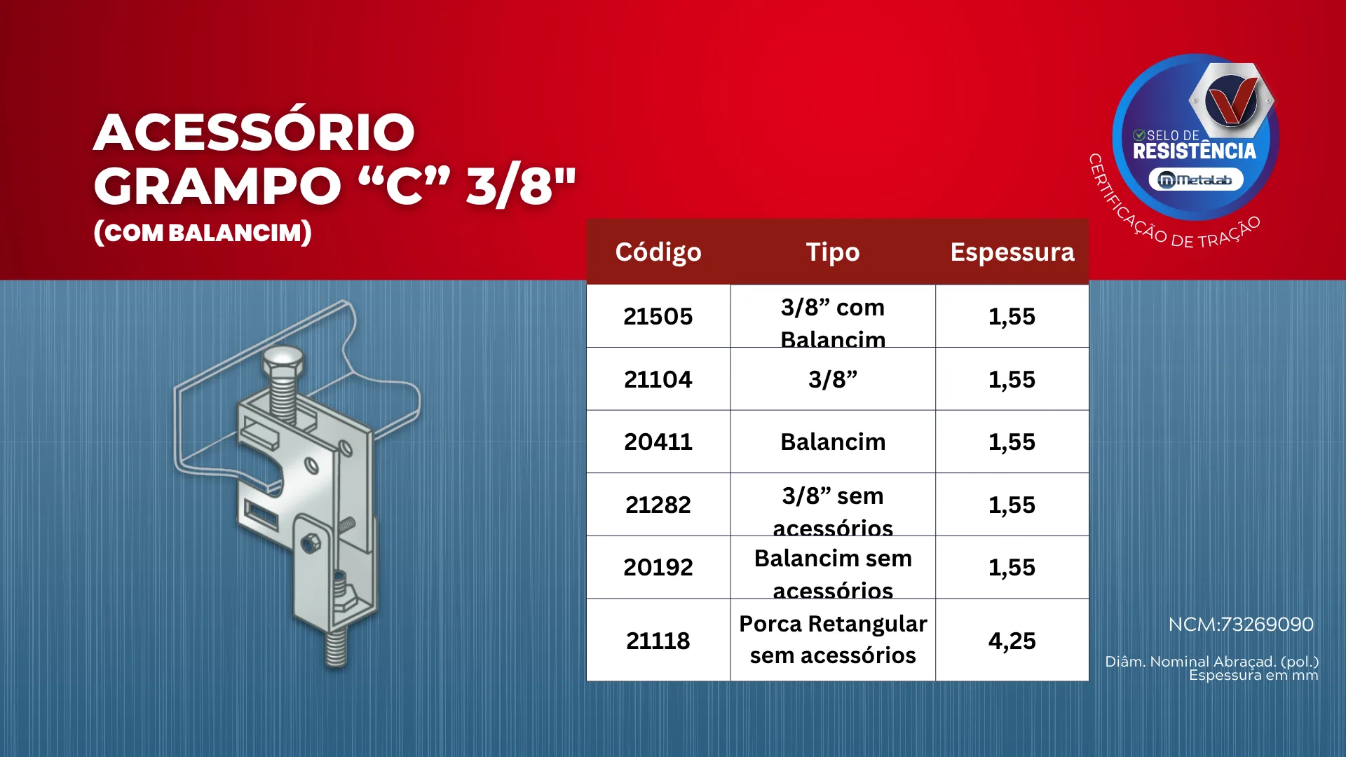 Tamanhos e Espessuras